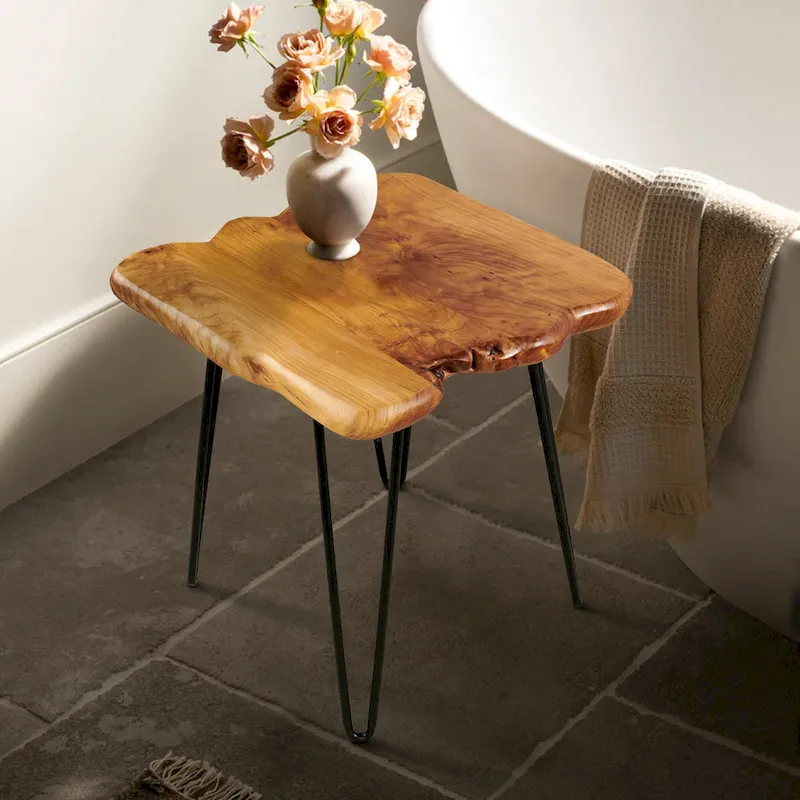 Live Edge Coffee Table - Cedar Wood - Black Hairpin Legs