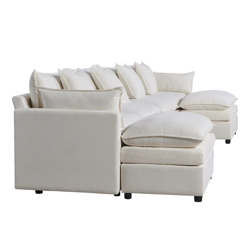 White 142.52 U-Shaped 6-Seater Sectional Sofa