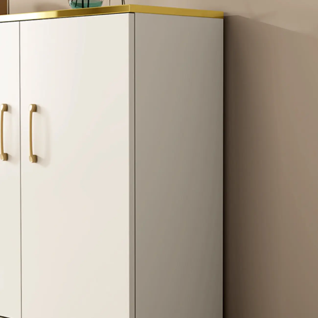 Trendy Grey Wood Hallway Shoe Cabinet with Gold Legs