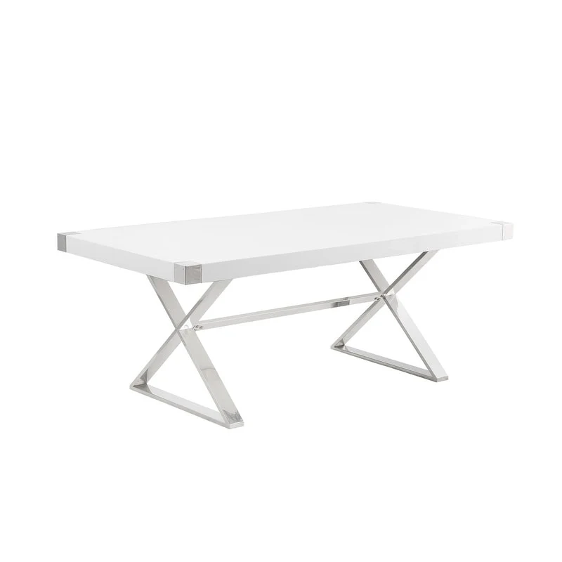 Best Quality Furniture D440-3 Dining Table with Smooth White Lacquer Wood Top Dining Table
