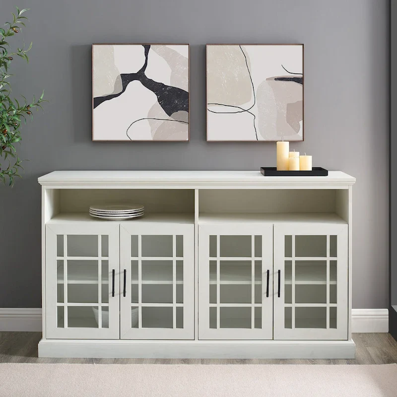 58-inch Framed Glass 4-Door TV Stand