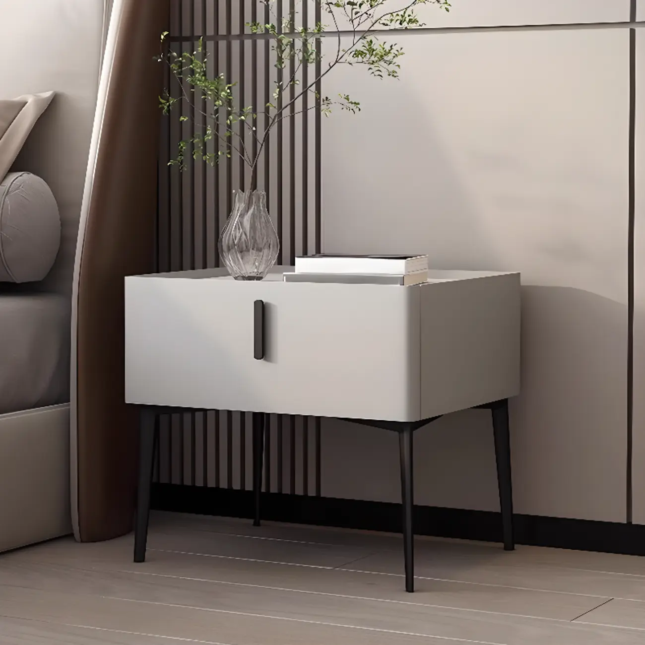 Modern Narrow Nightstand with Drawer