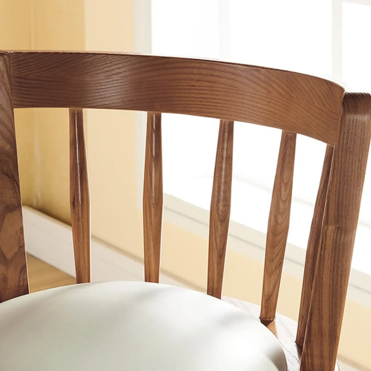 Mid-century Modern Wooden Swivel Bar Stool Upholstered