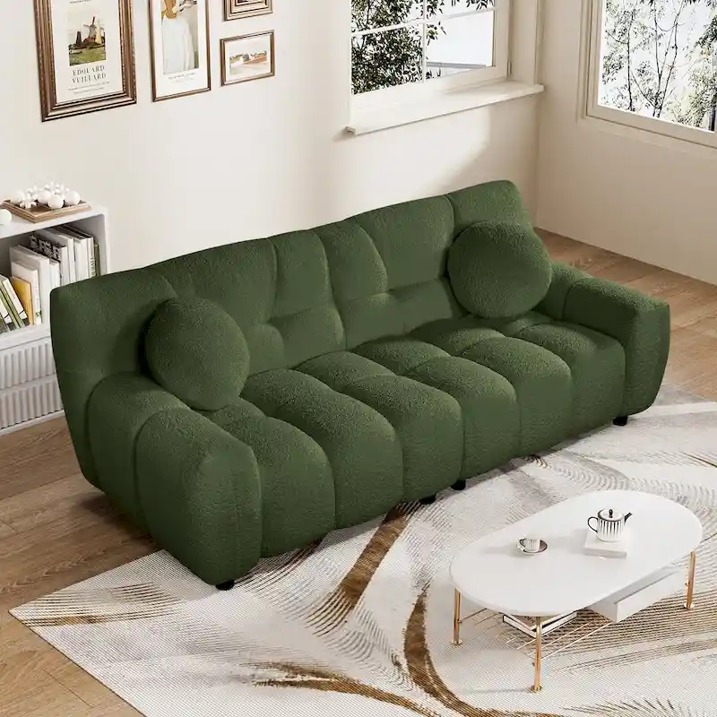 Teddy Boucle 2-Seat Cloud Deep Seat Sofa Couch for Living Room, Bedroom