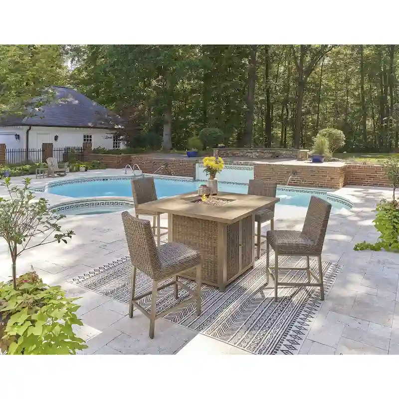 Signature Design by Ashley Walton Bridge Brown 5-Piece Outdoor Bar Package - 55.75