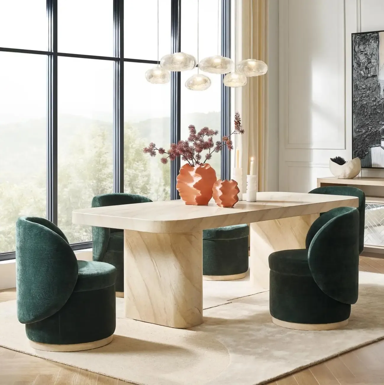 Modern Art LED Glass Island Chandelier