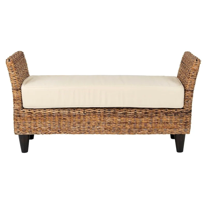Woven Natural Abaca Bench With Cushion by