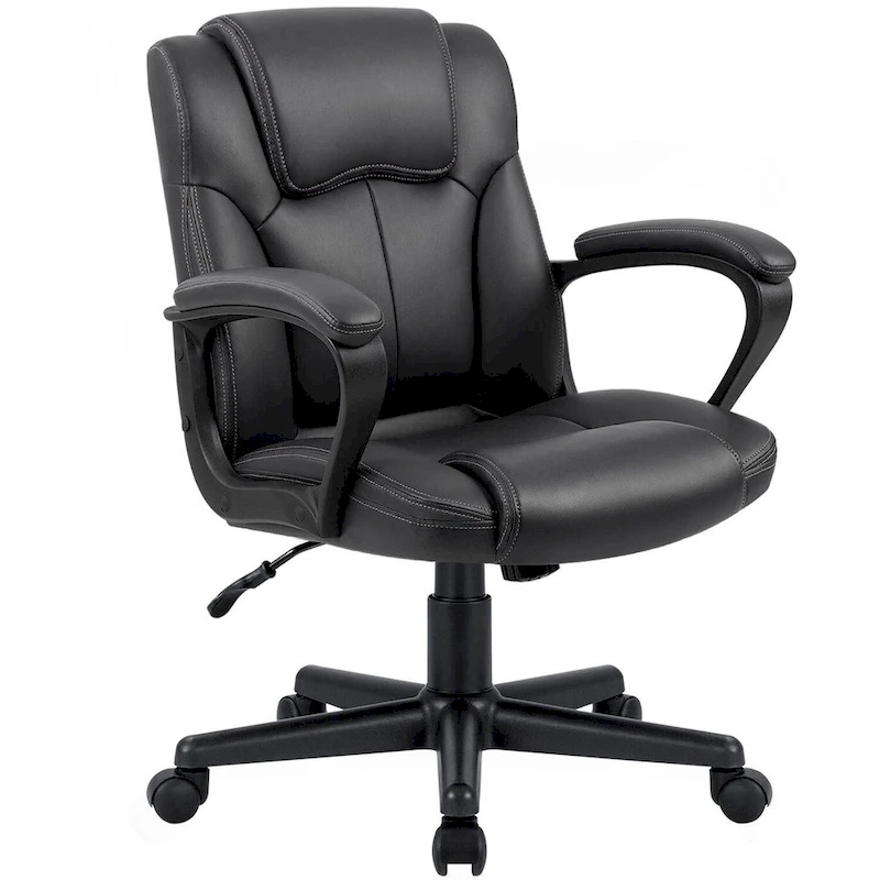 Homall Brown Executive Chair High-Level PU Leather Thick Padded Ergonomic Chair Mid Back Office and Commercial Chair