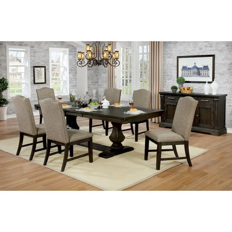 Ladonna Transitional Espresso Wood 7-Piece Dining Set by Furniture of America