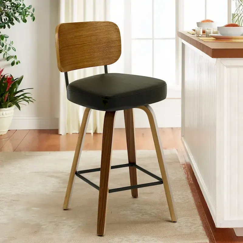 26-Inch Upholstered Swivel Counter Height Bar Stools - 36.4 H x 17.1 W x 20 D