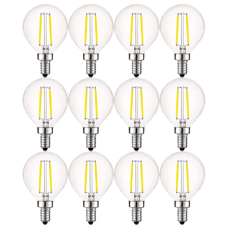 Luxrite 4W Vintage G16.5 LED Globe Bulbs Dimmable, 2700K Warm White, 400 Lumens, E12 LED Bulb 40W Equivalent, 12 Pack