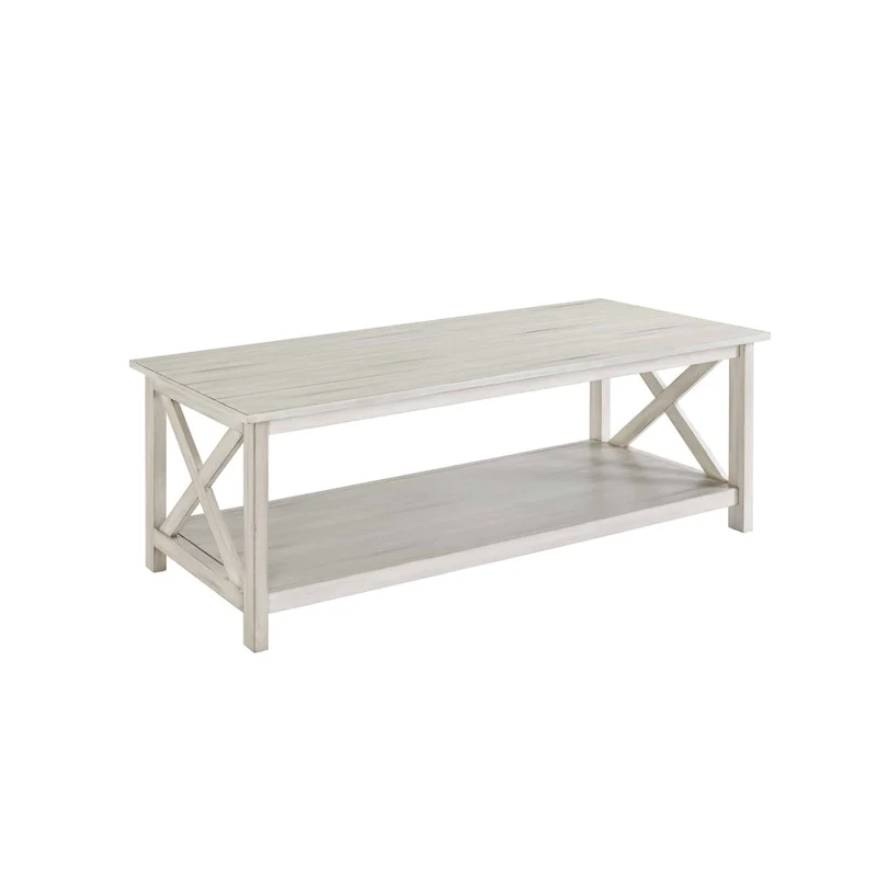 Antique White Farmhouse Wood Coffee Table
