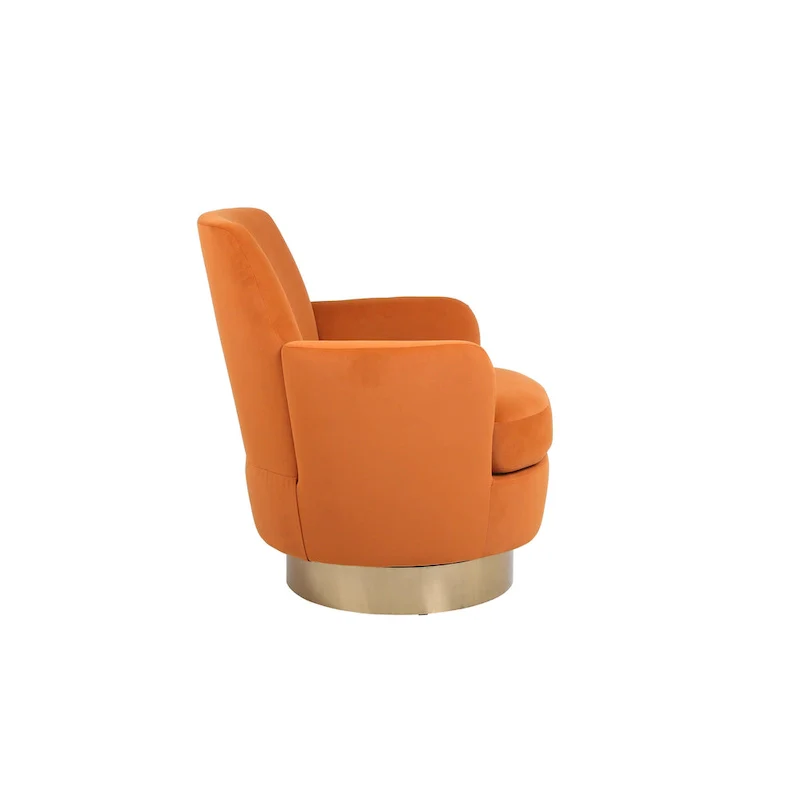 Velvet Soft Fabric Swivel Barrel Chair - 28.3 x 29.3 x 32.7