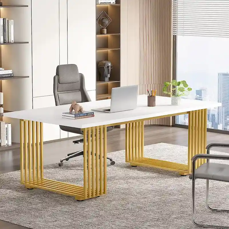 Black / White / Brown Modern Home Office Desk