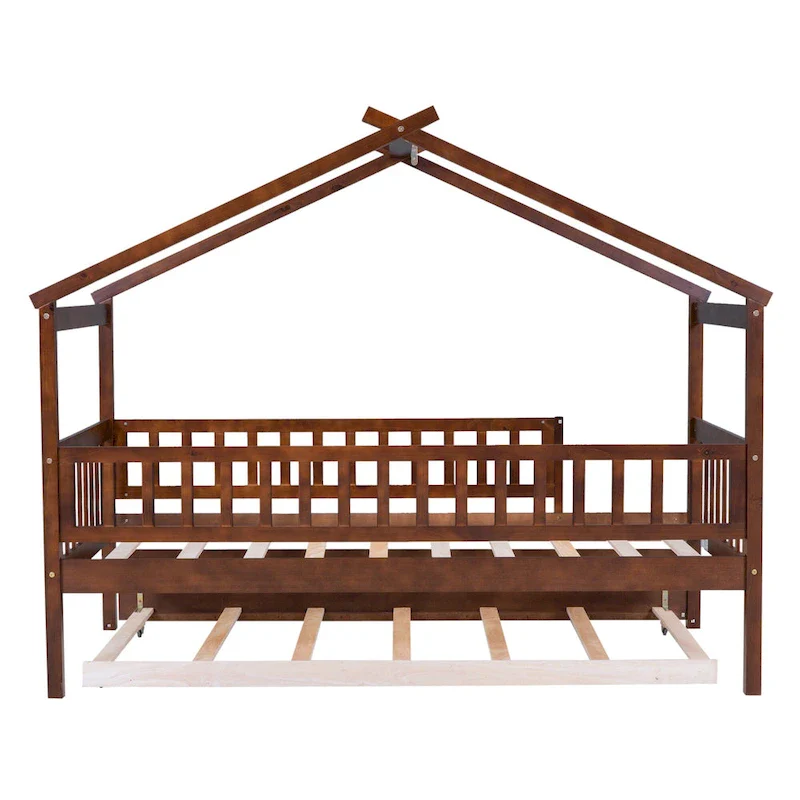 Twin Pine House Bed with Twin Trundle