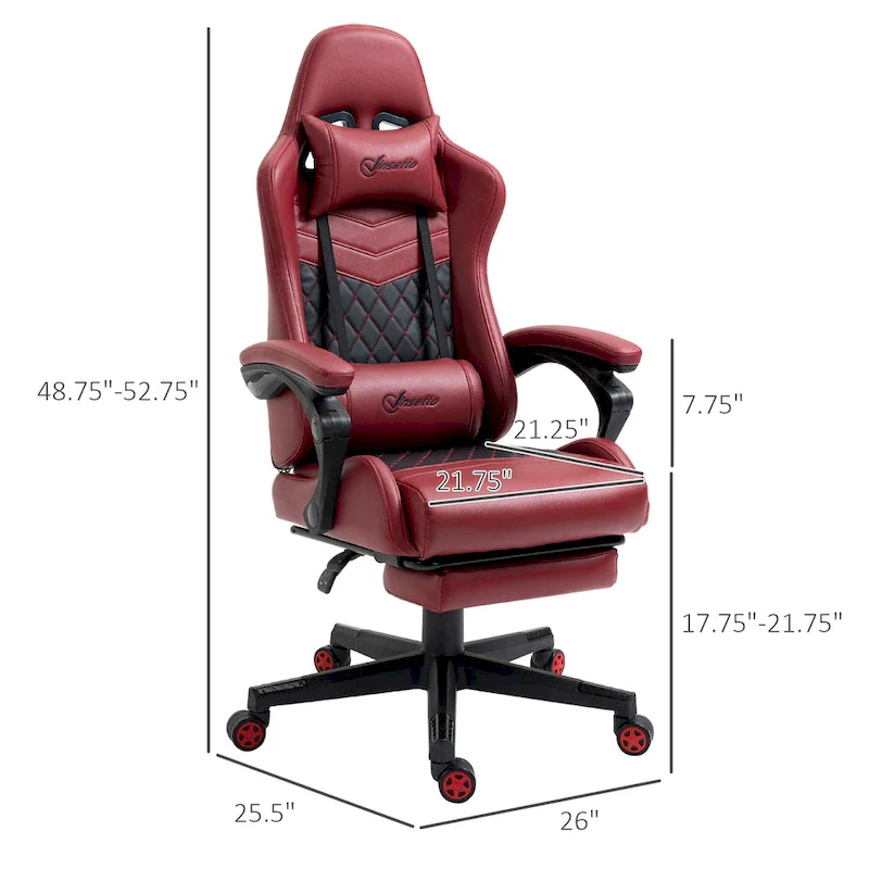Vinsetto Gaming Chair Racing Style Office Ergonomic Chair Adjustable Height Swivel Recliner High Back PC Computer Desk Chair