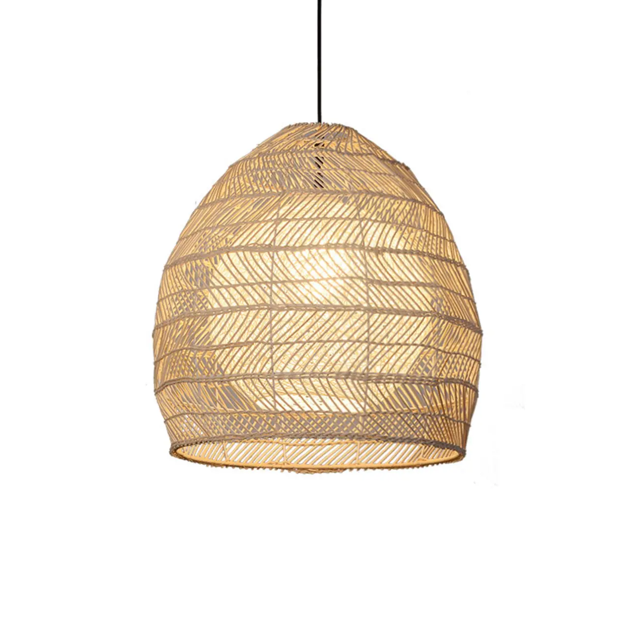 Oriental Rattan Geometric Globe Pendant Light