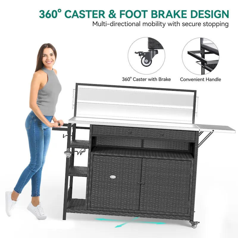 Moasis 54.3 Wicker Bar Cart