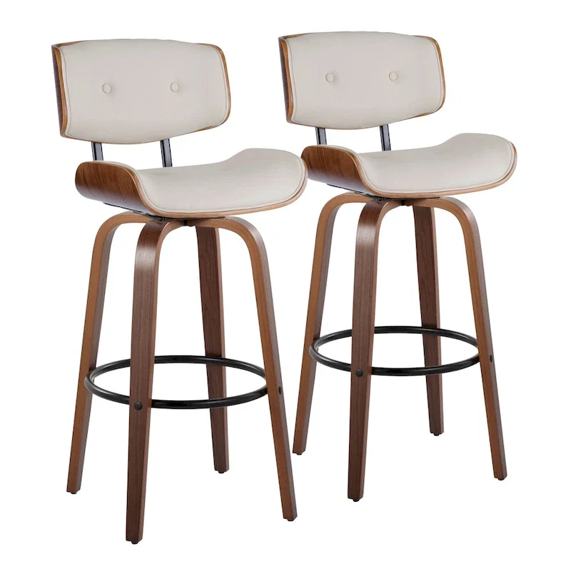Carson Carrington Leksand 30 Fixed-Height Bar Stool with Bent Wood Legs (Set of 2)
