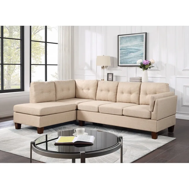 Dalia Linen Modern Sectional Sofa with Left Facing Chaise