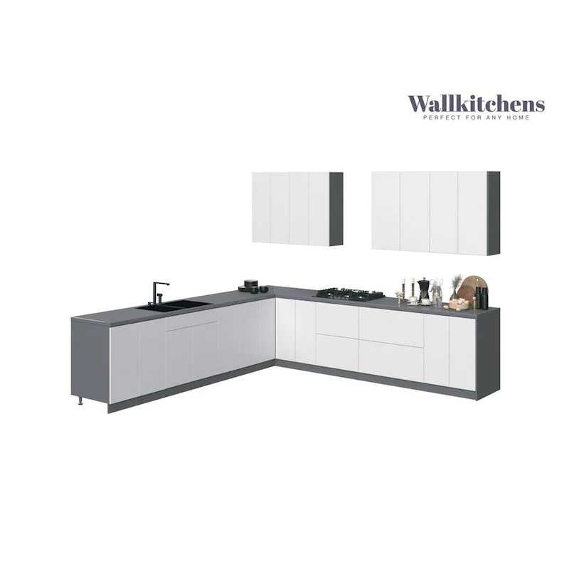 White Gloss Base Kitchen Cabinet Set, 11ft Wide (130x130)