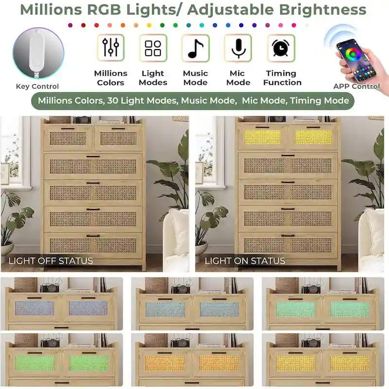 Rattan Dresser for Bedroom with Drawer Dressers & Chests of Drawers