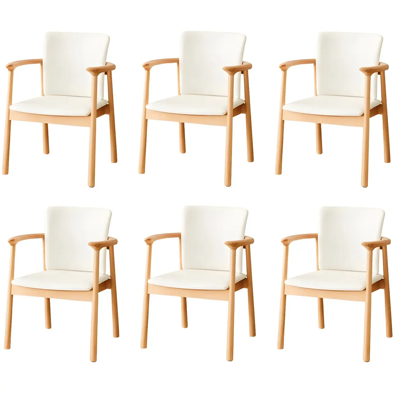 Modern Upholstered Rubberwood Arm Dining Chair Set of 2