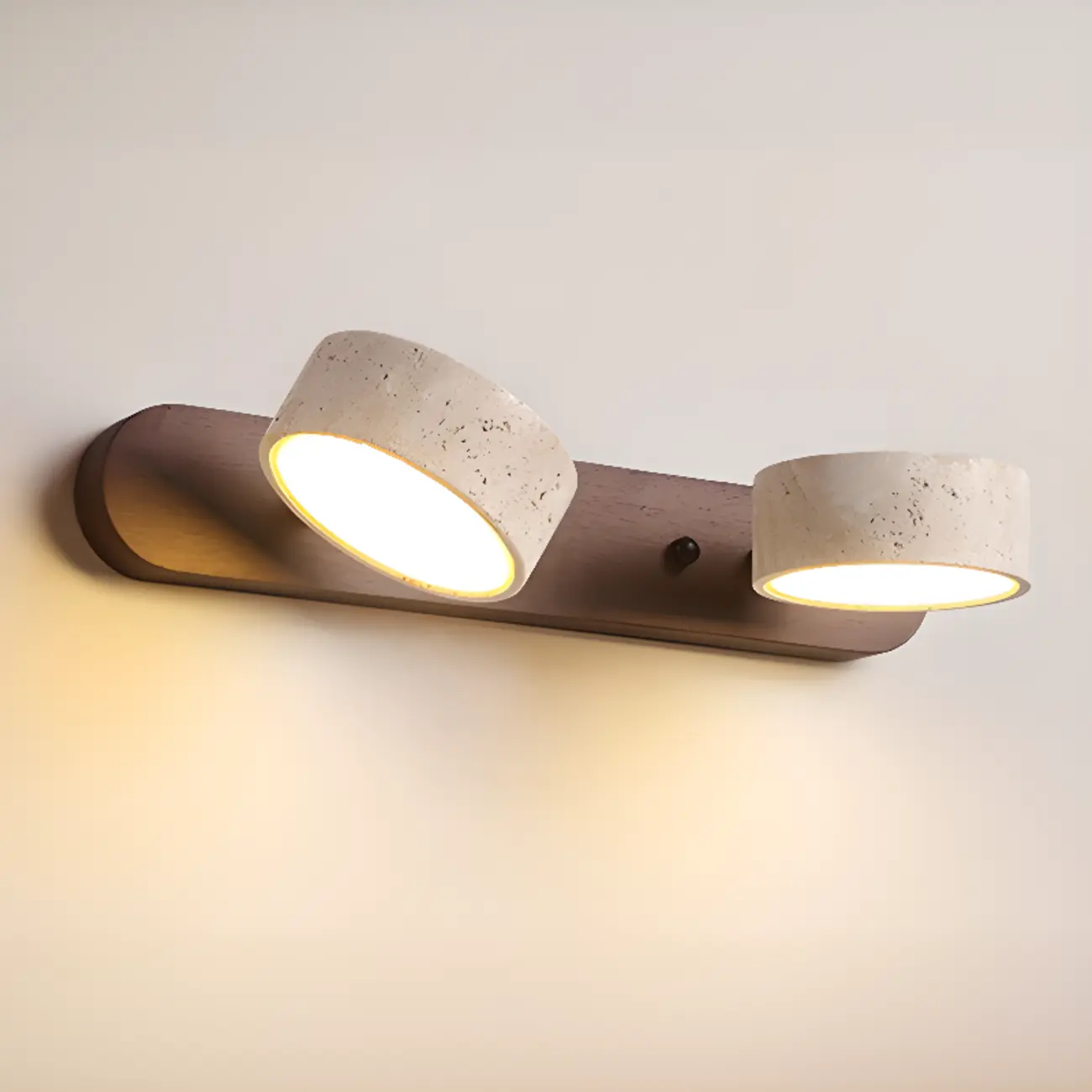 3-Light Bathroom Circle LED Stone Cylinder Vanity Light