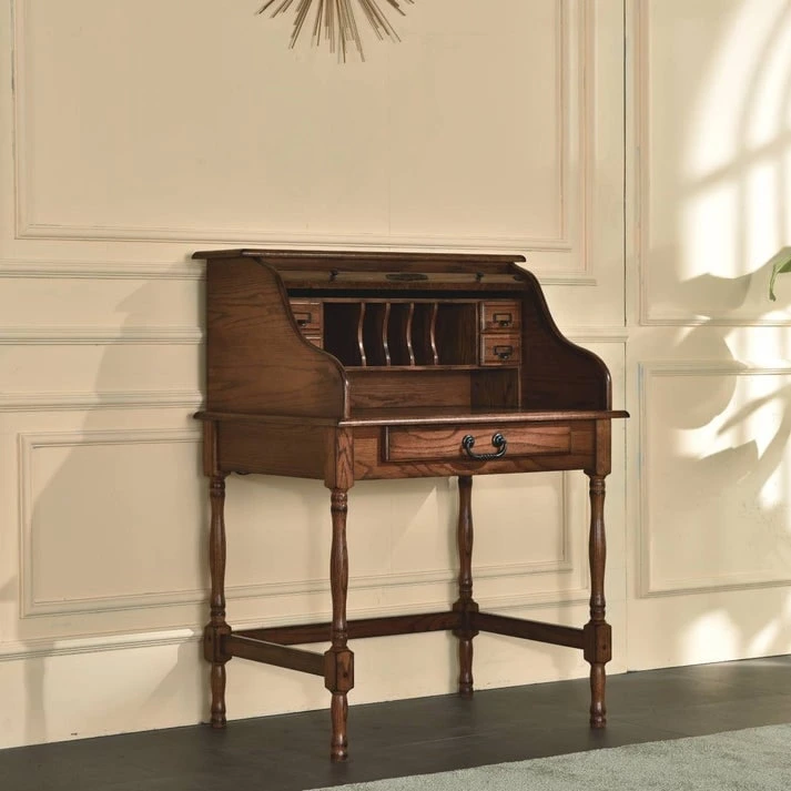 32 Mini Roll Top Desk w/ USB Power Outlet - N/A