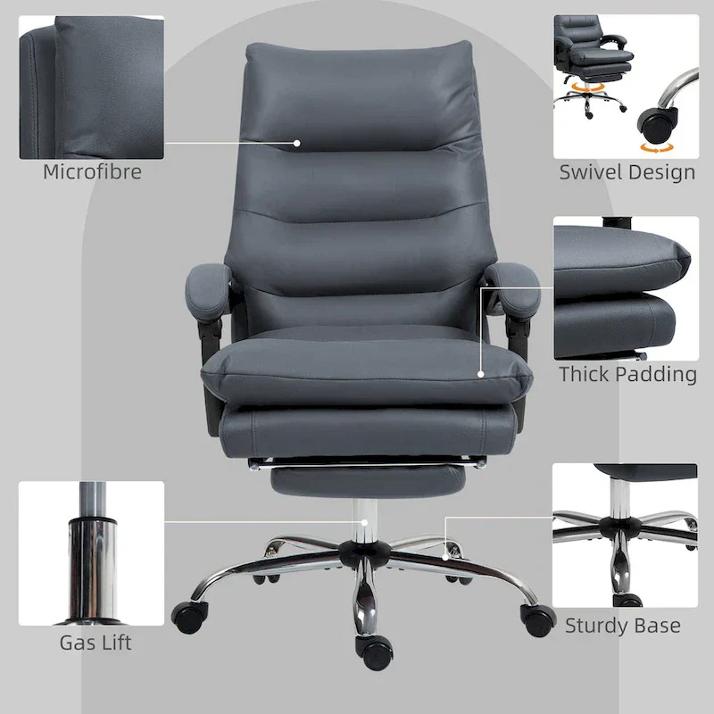 Vinsetto Microfibre Vibration Heated Reclining Massage Office Chair