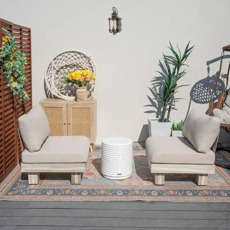 3-piece Outdoor Aluminum Sofa Set with Sponge-filled Cushion and Coffee Table