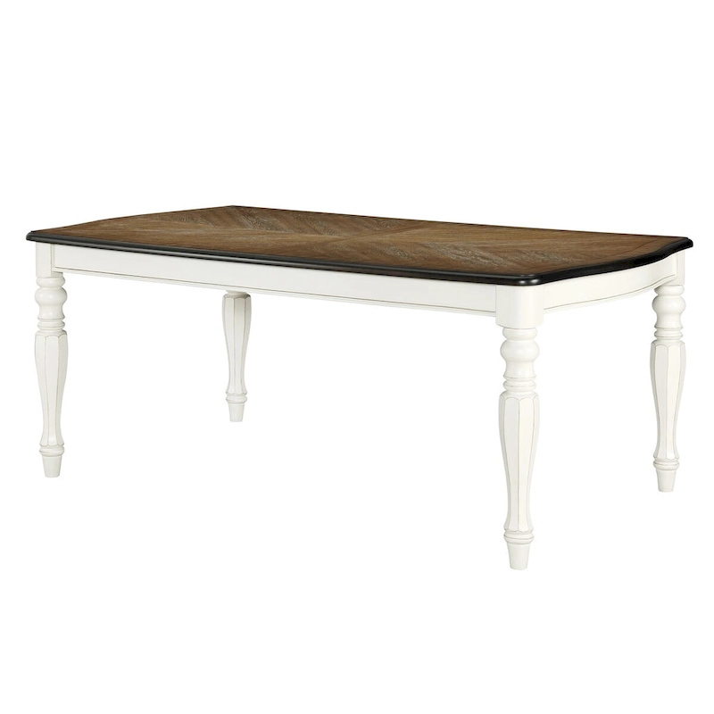 Roundhill Furniture Belleza French Country Dining Table, Antique White and Weathered Oak Finish
