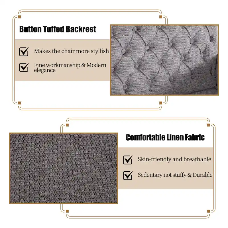 HOMYKA Sherpa Accent Chair Button Tufted Upholstered Linen Velvet Modern Armchair