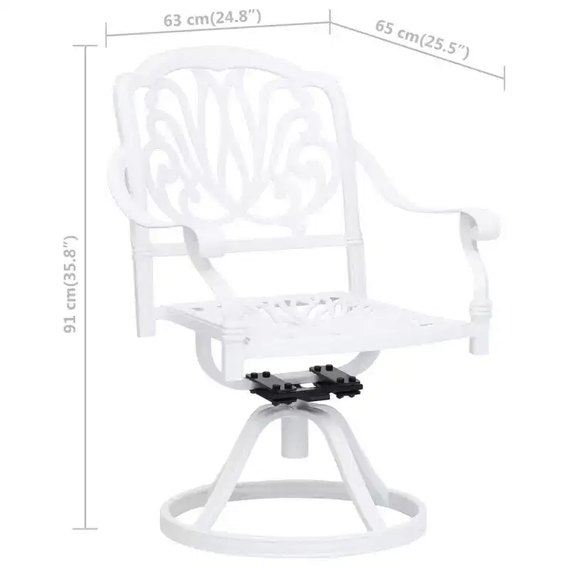 vidaXL Bistro Set White Cast Aluminum Standard Swivel Bistro Set