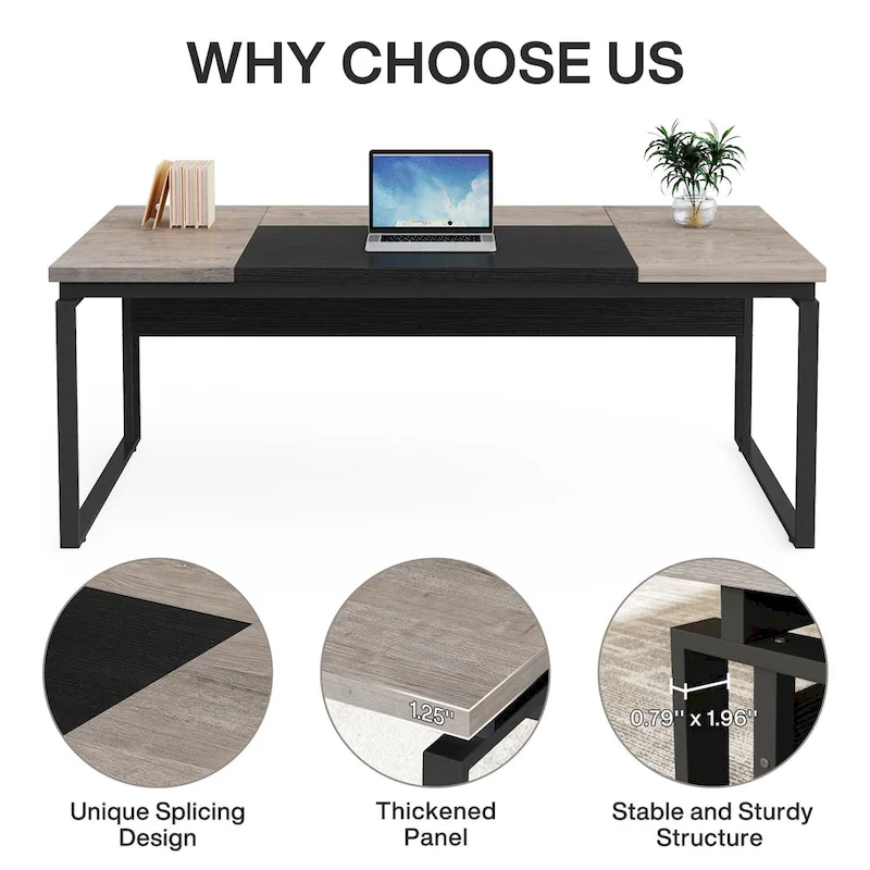 L-Shaped Executive Desk with File Cabinet