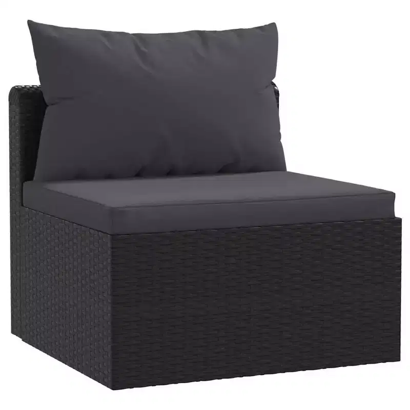 vidaXL Garden Sofa Black PE rattan 4-seater Adjustable Feet