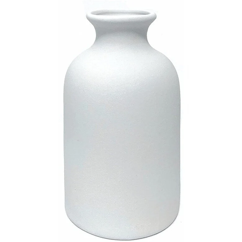 Ceramic White Small Vase for Bedroom Kitchen Living Room