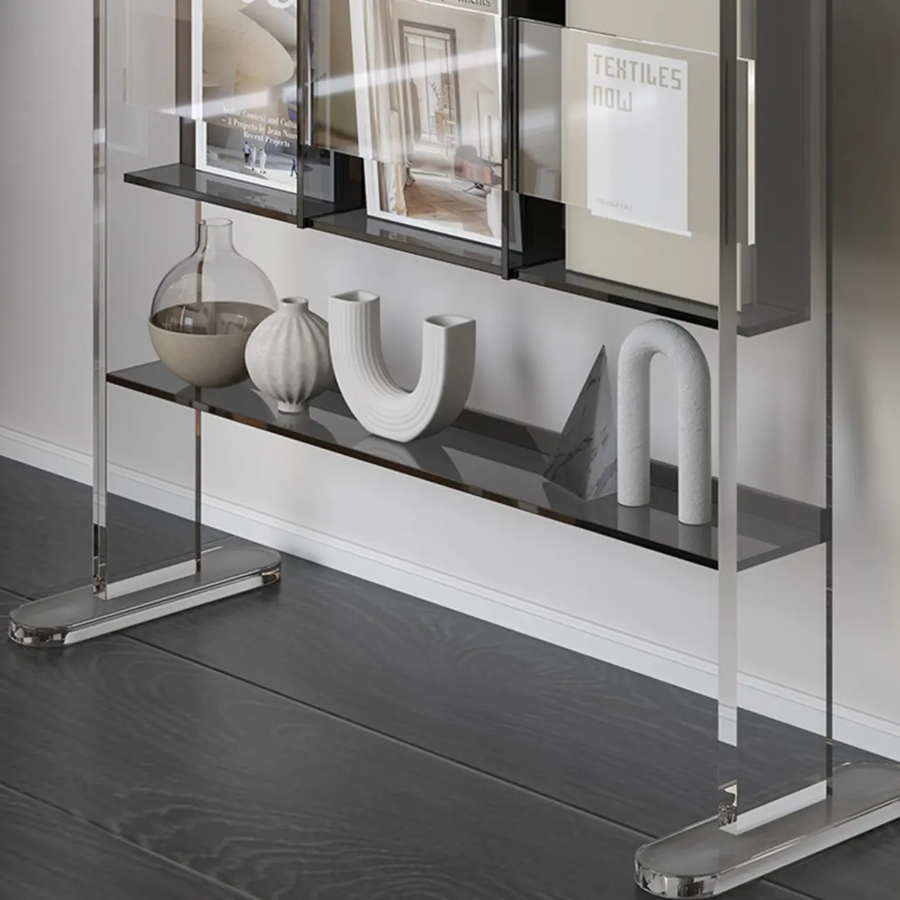 Vertical Acrylic 4-Shelf Closed Back Display Bookcase