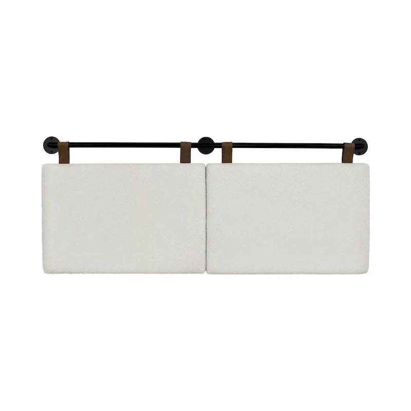 Charlie Wall Mount Boucle Upholstered Padded Headboard, Adjustable Height with Metal Rail
