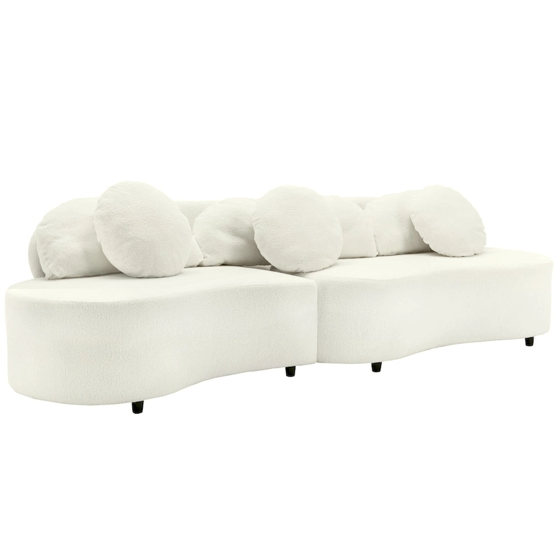 103.5 Lamb Velvet Armless Sofa with 6 Pillows and Floating Design