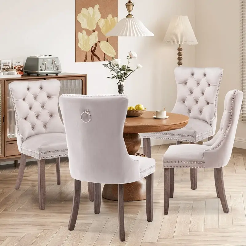 Solid Wood Velvet Upholstered Dining Chair