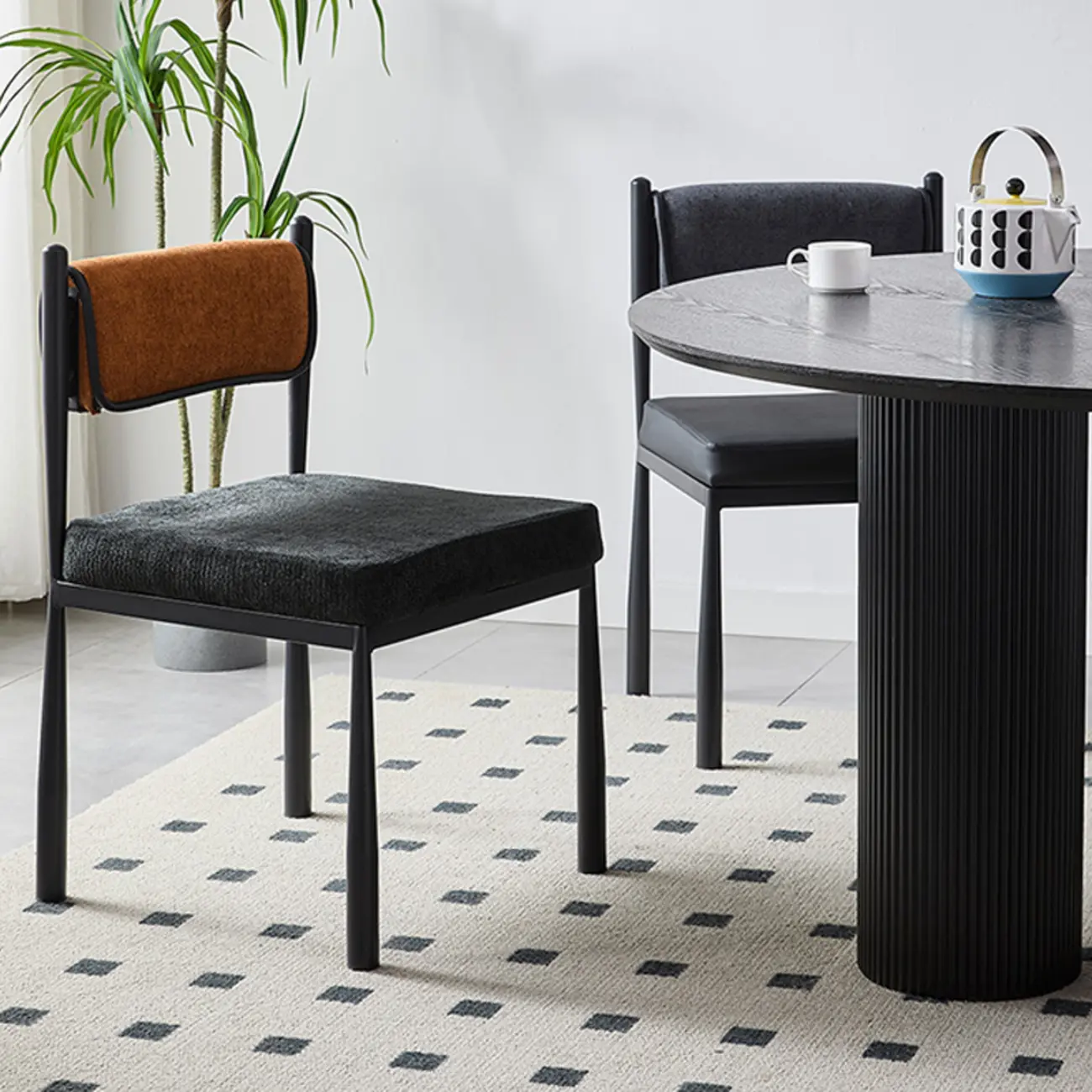 Mid-Century Modern Linen Upholstered Dining Chair