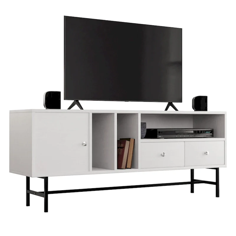 Rochester 2-Drawer 4-Shelf TV Stand Credenza with Iron Legs