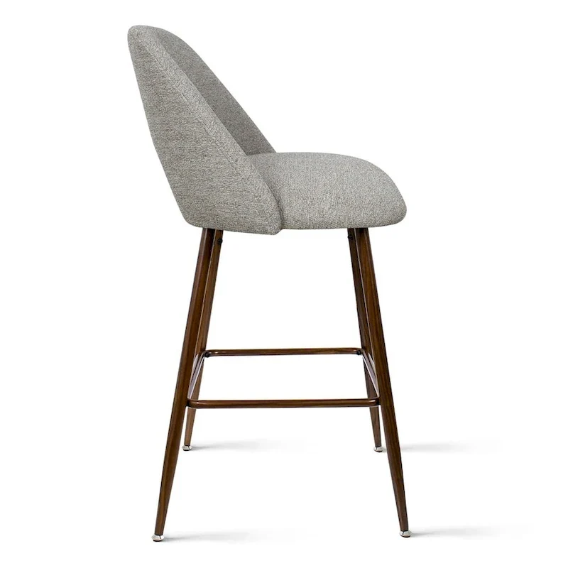 Upholstered Modern Bar Stool Walnut Leg