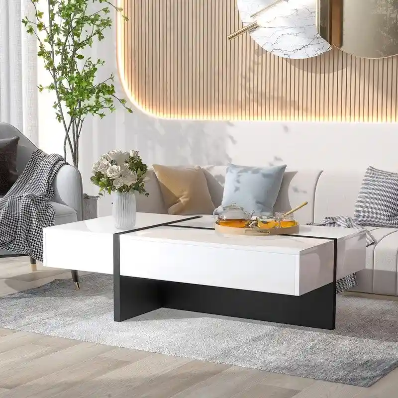 45.2 Modern High Gloss Surface Coffee Table By Aoolive