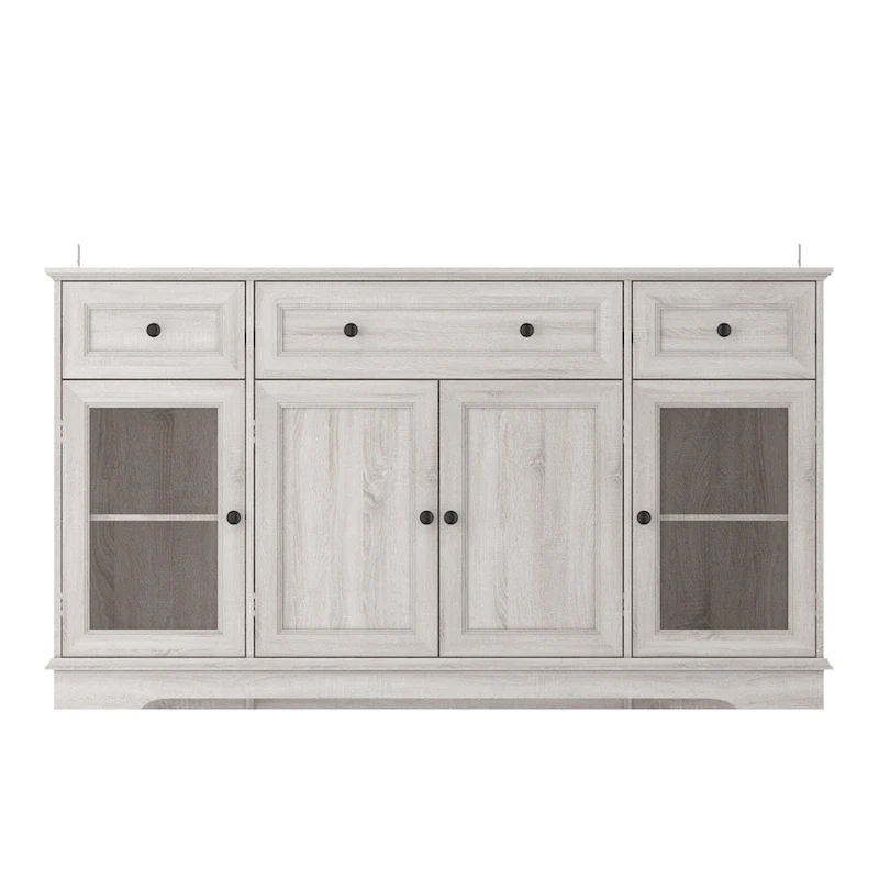 Elegant Wood-Grain Buffet Cabinet with Adjustable Shelves Sideboard