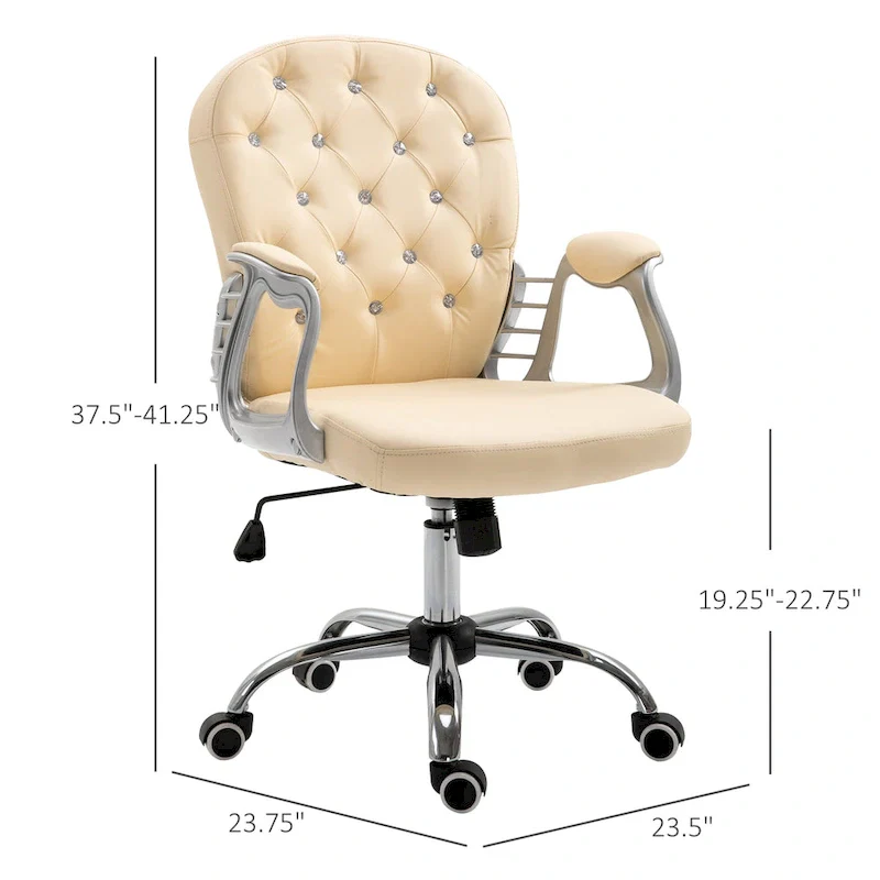 Faux Leather Office Chair with Tufted Backrest and Swivel Wheels