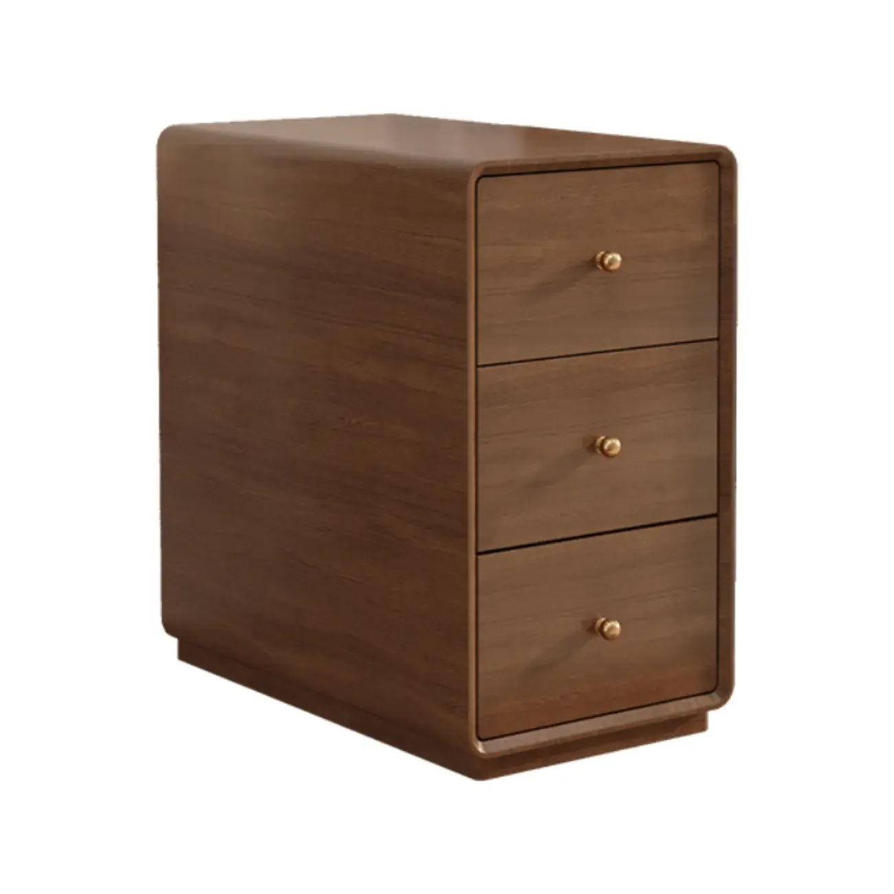 Narrow Rectangle Walnut Wood Side Table with Drawers