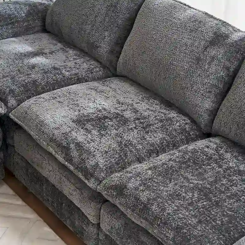 Modern Deep 3-Seat Sofa Couch with Ottoman