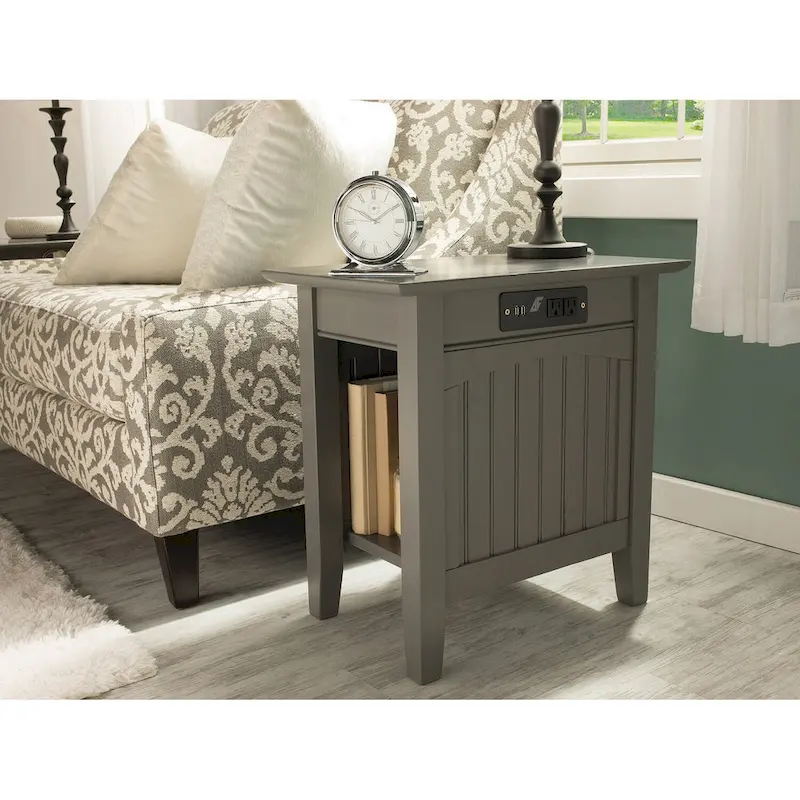Nantucket Chair Side Table with Built-in Charger